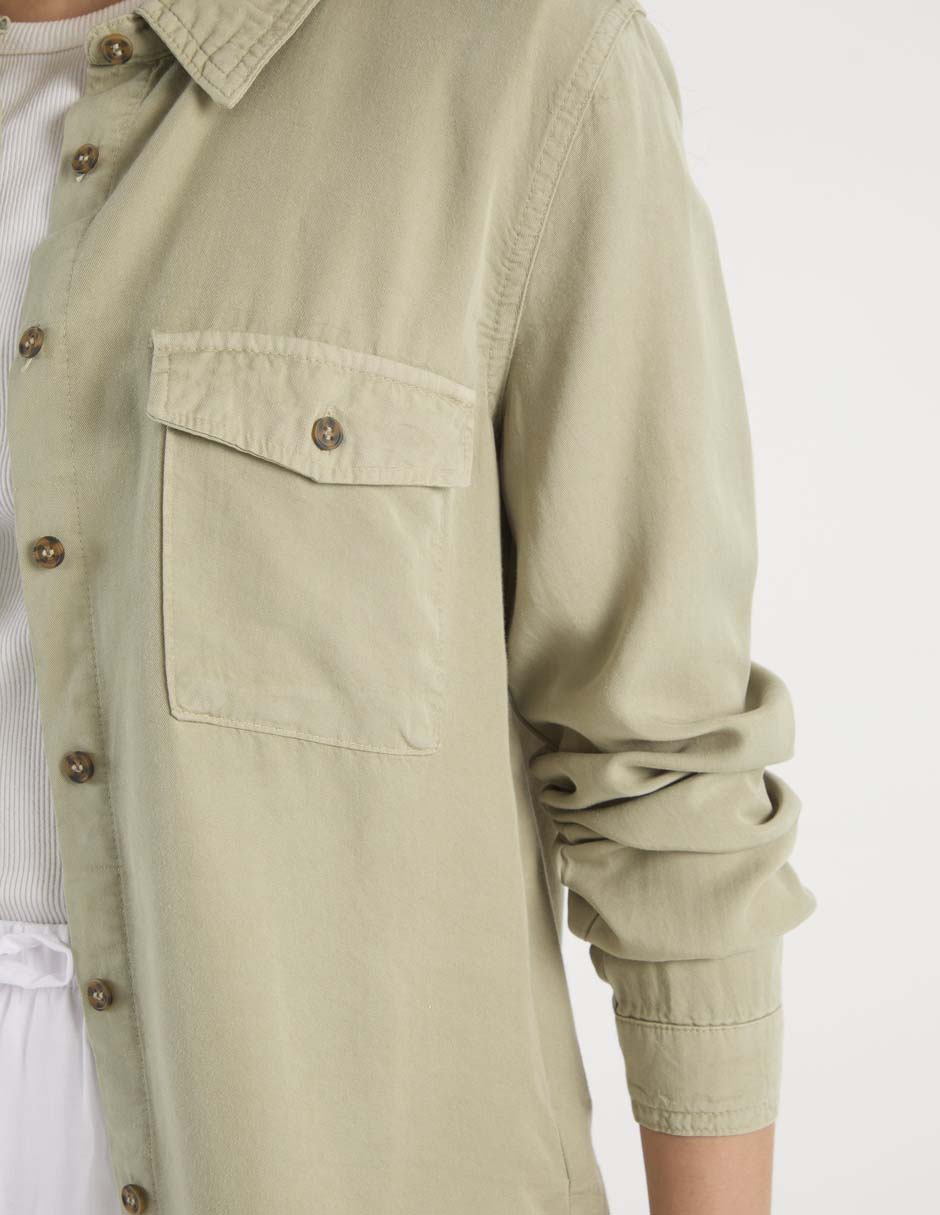 Blusa camisera Coffee Bean manga larga para mujer