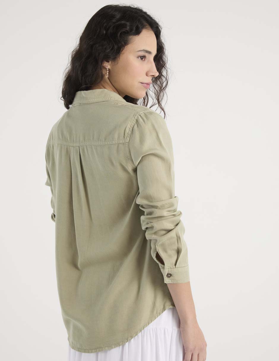 Blusa camisera Coffee Bean manga larga para mujer