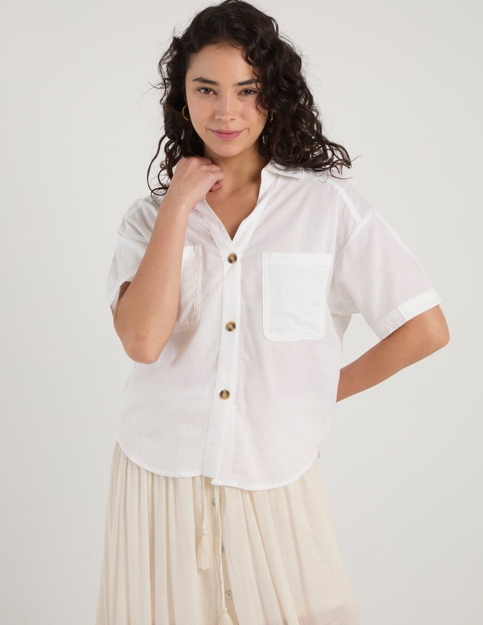 Blusa camisera manga al codo para mujer 2
