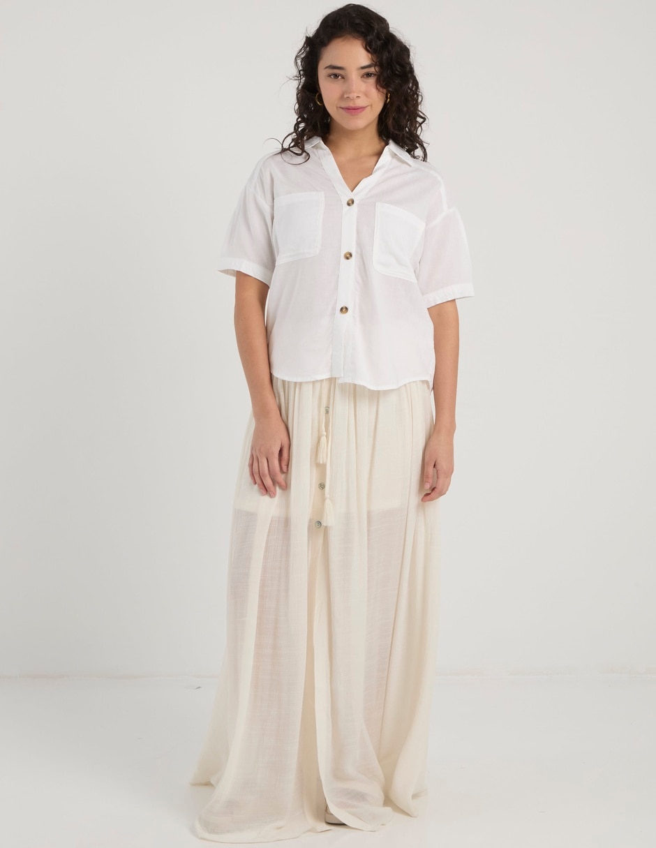 Blusa camisera manga al codo para mujer 3