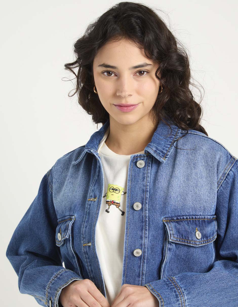 Chamarra denim de mezclilla para mujer 4