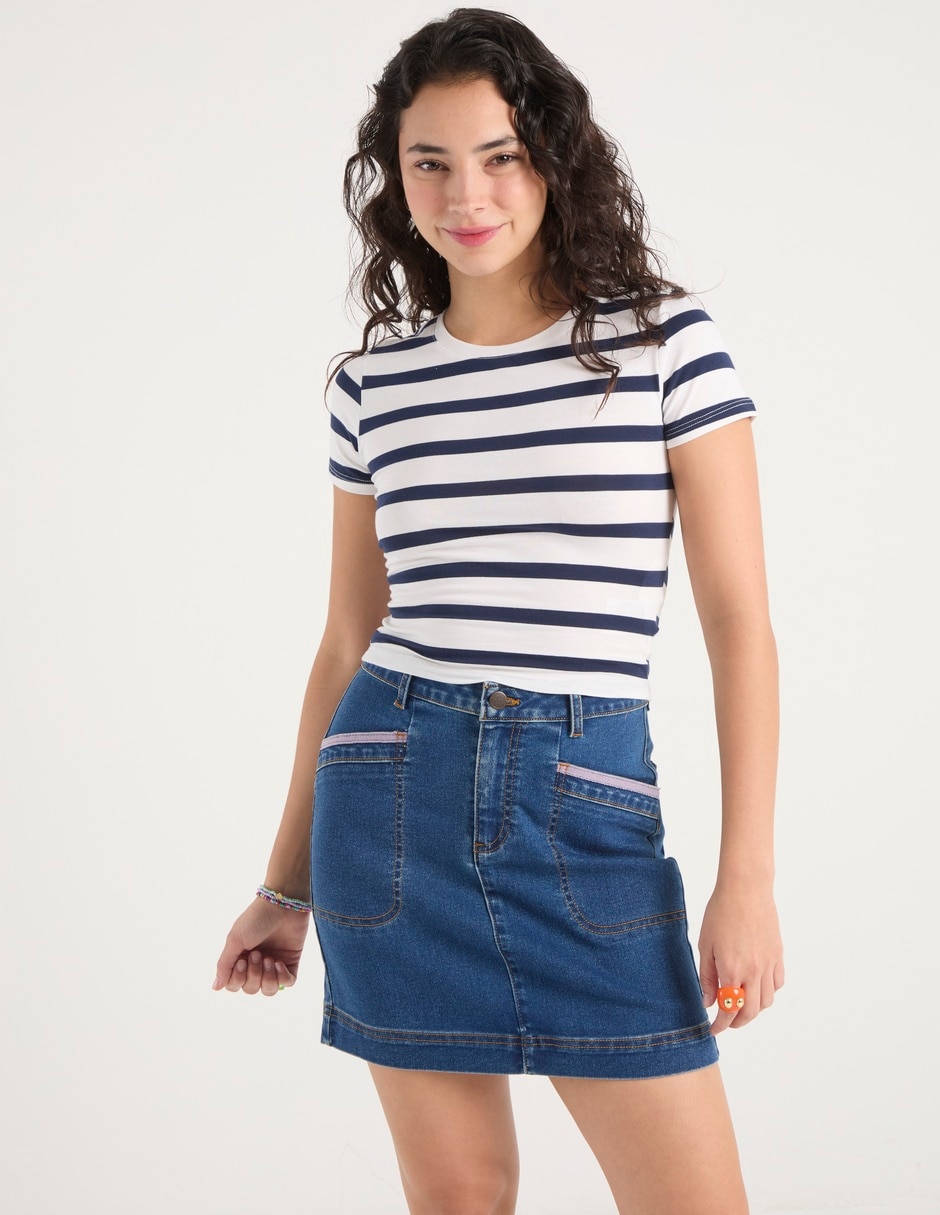 Playera manga corta cuello redondo para mujer Playera manga corta cuello redondo para mujer