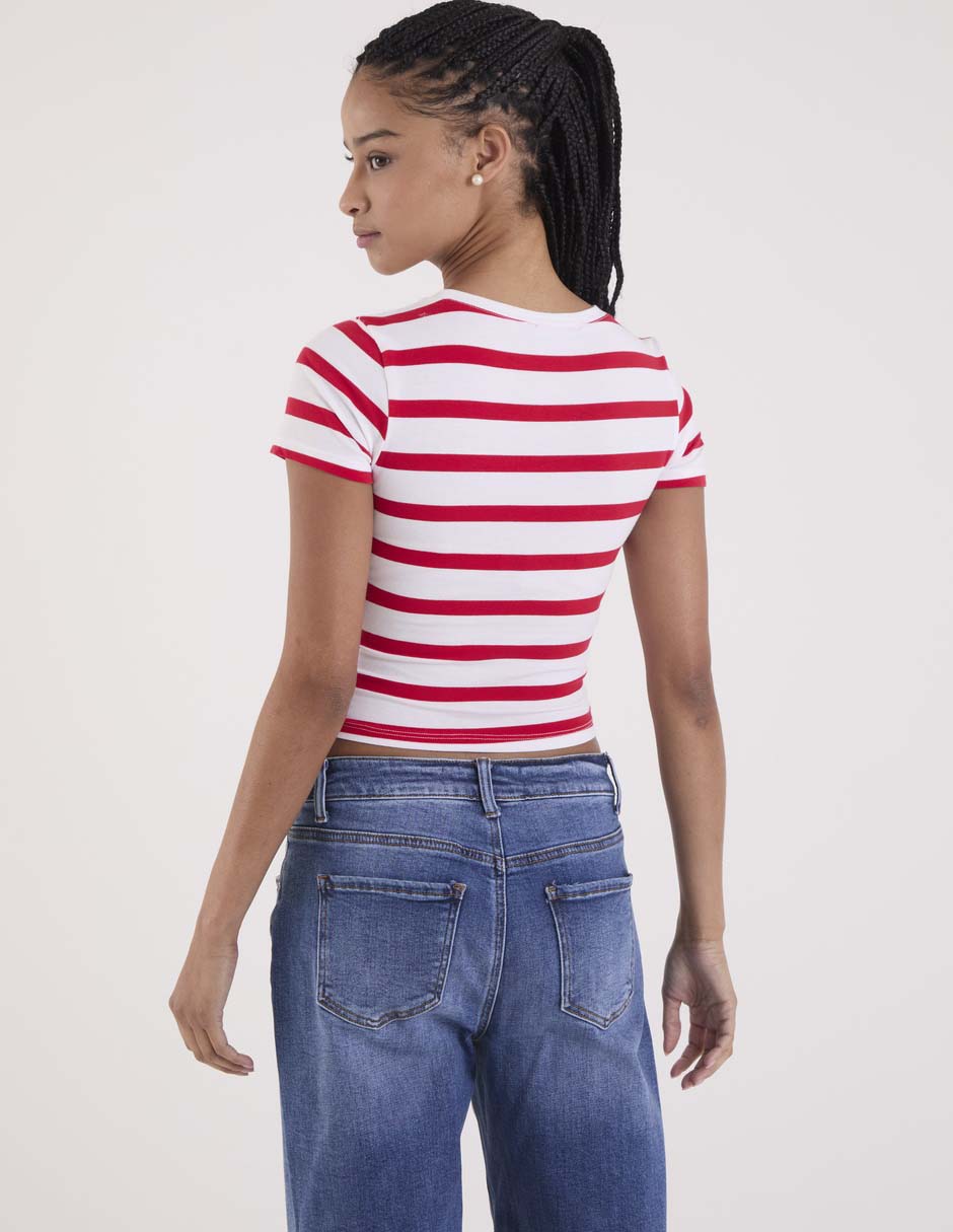Playera manga corta Coffee Bean cuello redondo para mujer