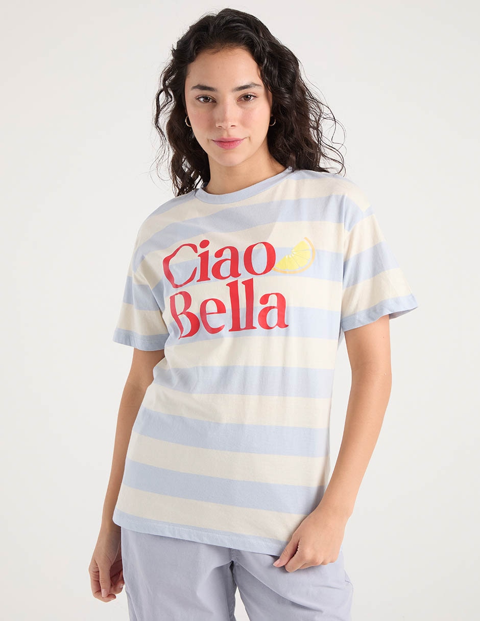 Playera manga corta cuello redondo para mujer
