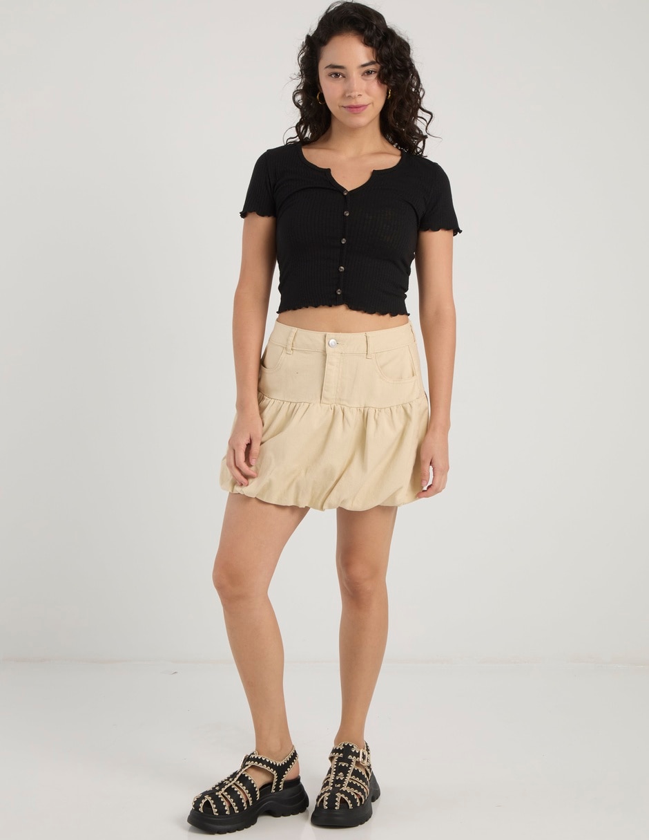 Falda mini Coffee Bean a la cintura
