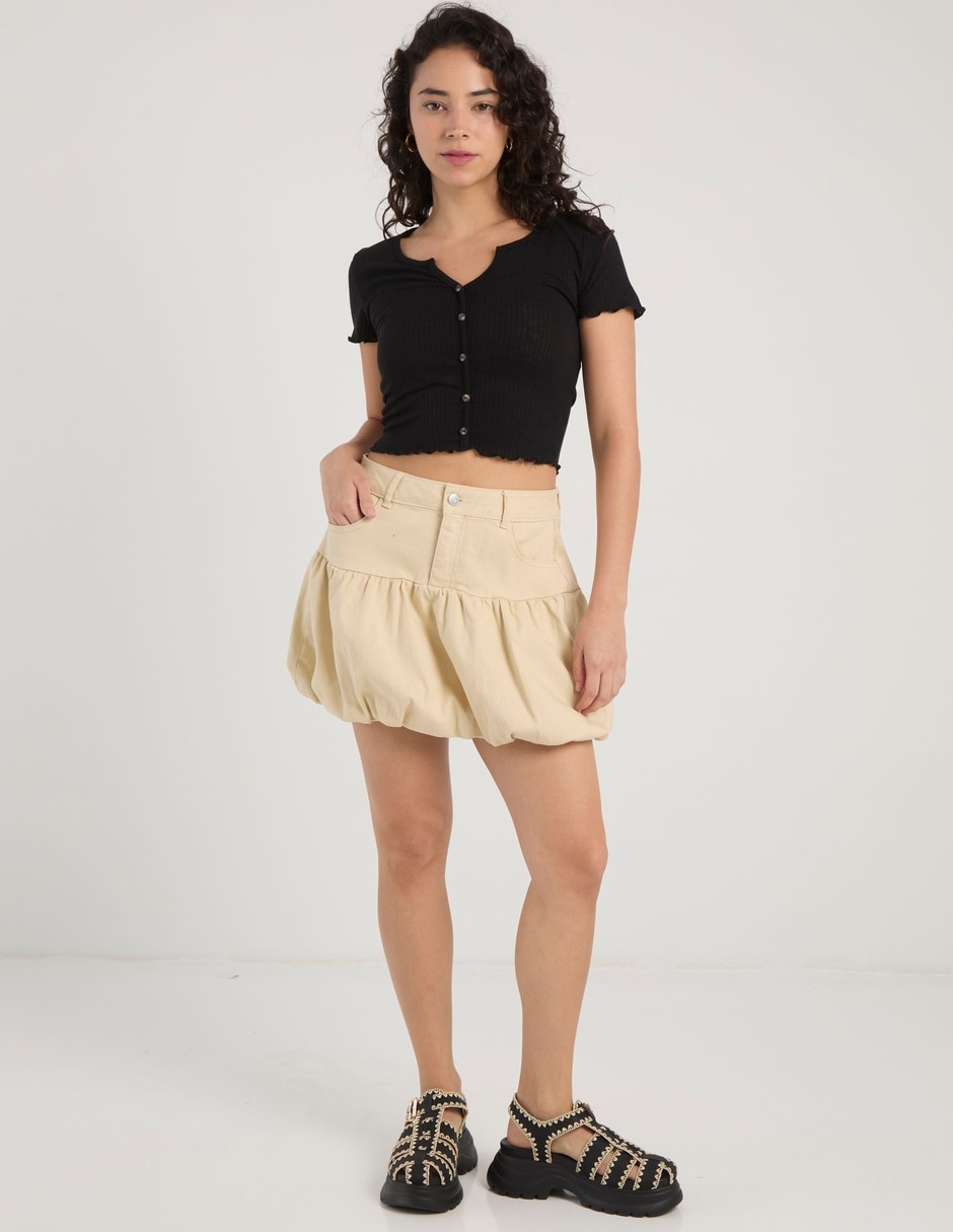 Falda mini Coffee Bean a la cintura