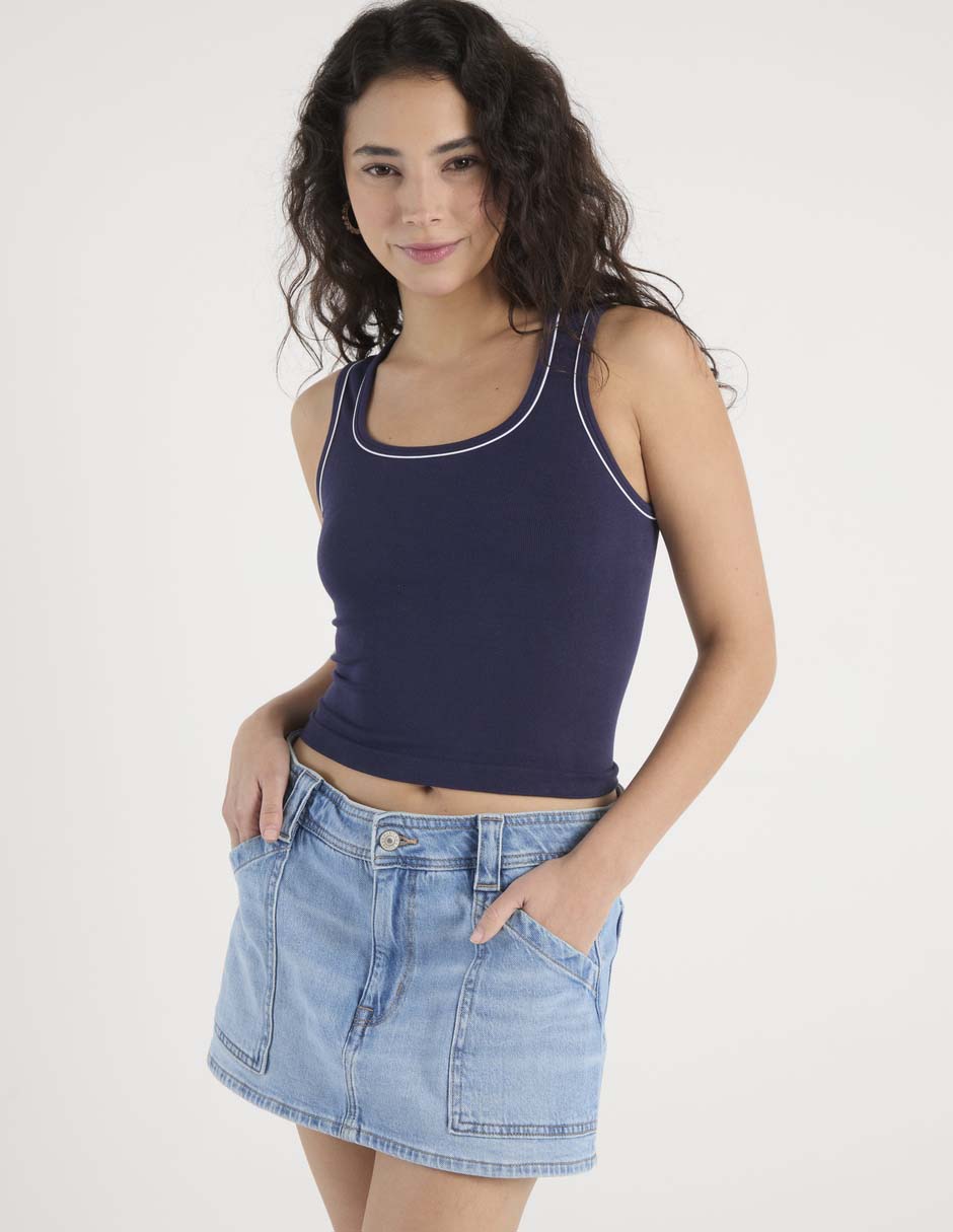 Top cuello redondo tirante ancho