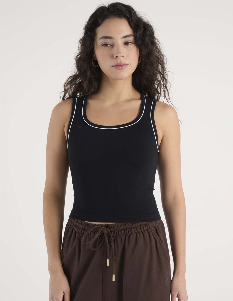 Top cuello redondo tirante ancho