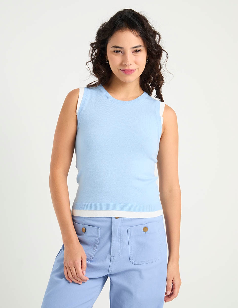 Top cuello redondo