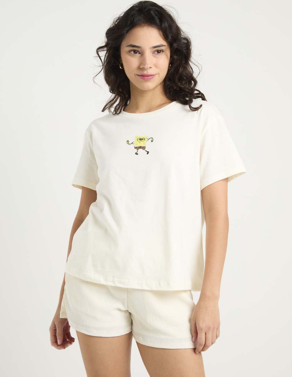 Playera manga corta Bob Esponja cuello redondo para mujer 2