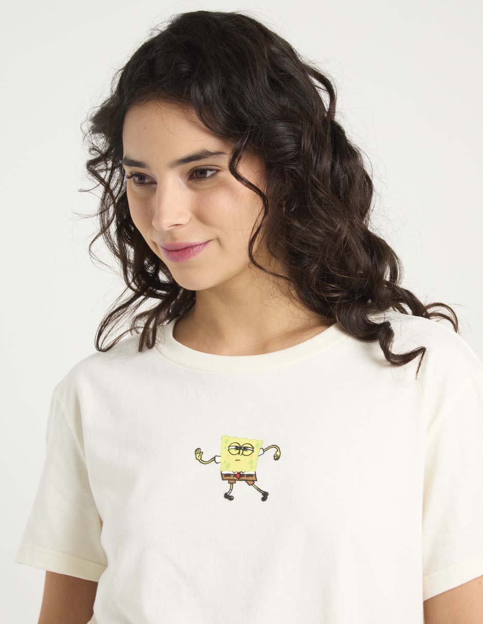 Playera manga corta Bob Esponja cuello redondo para mujer 4