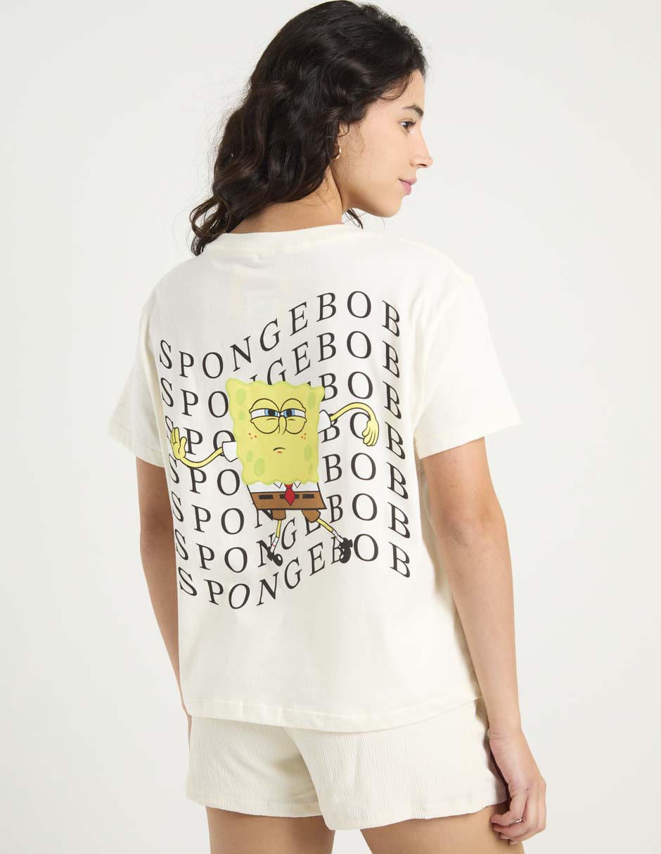 Playera manga corta Bob Esponja cuello redondo para mujer 6