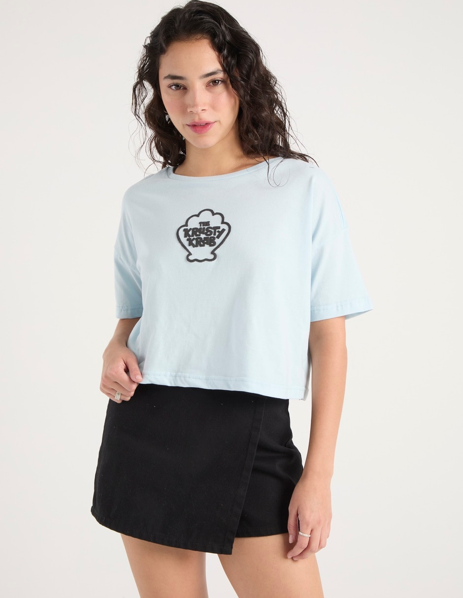 Playera manga corta The Krusty Krab cuello redondo para mujer