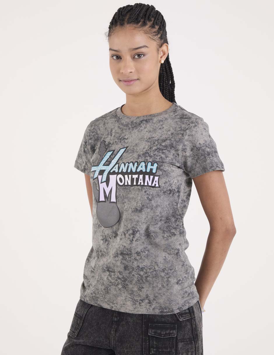 Playera manga corta Hannah Montana cuello redondo para mujer