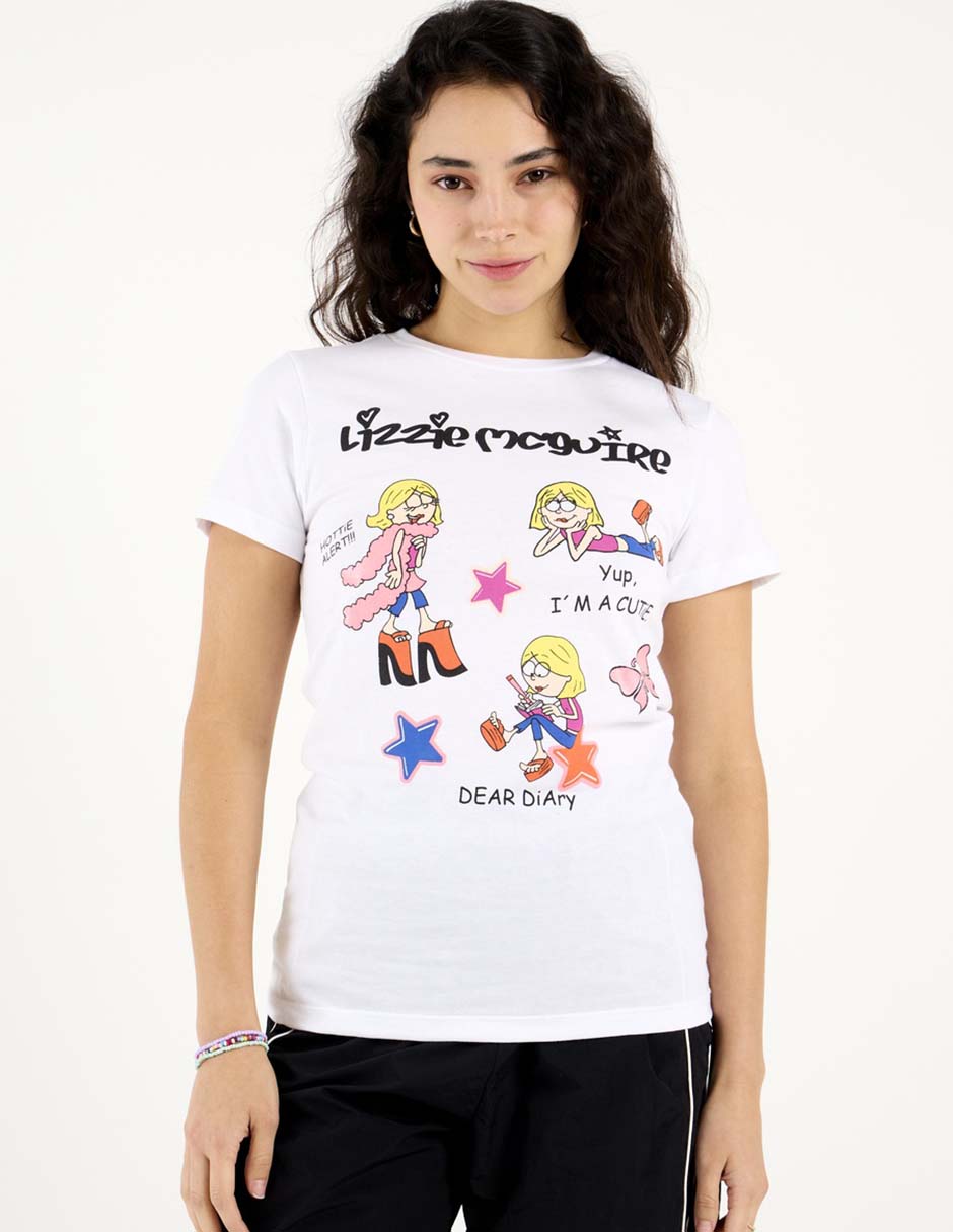 Playera manga corta Lizzie McGuire cuello redondo para mujer