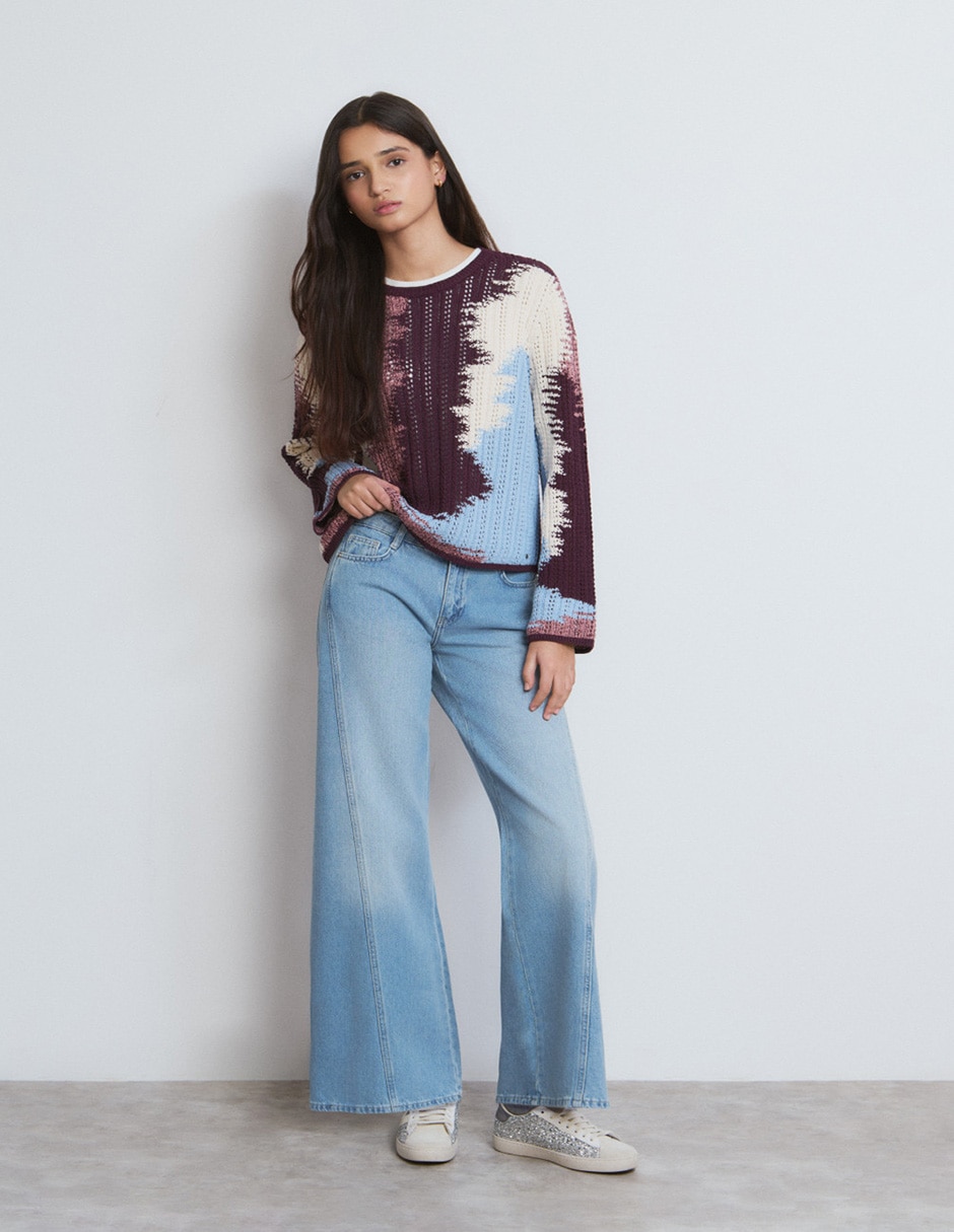 Jeans coulotte wide leg para mujer 3