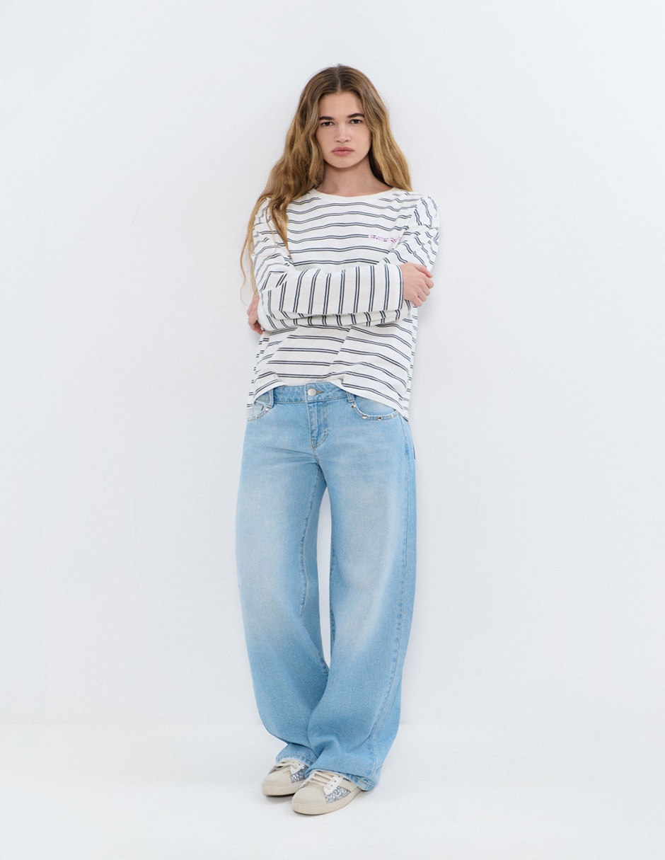 Playera manga larga cuello redondo para mujer 2