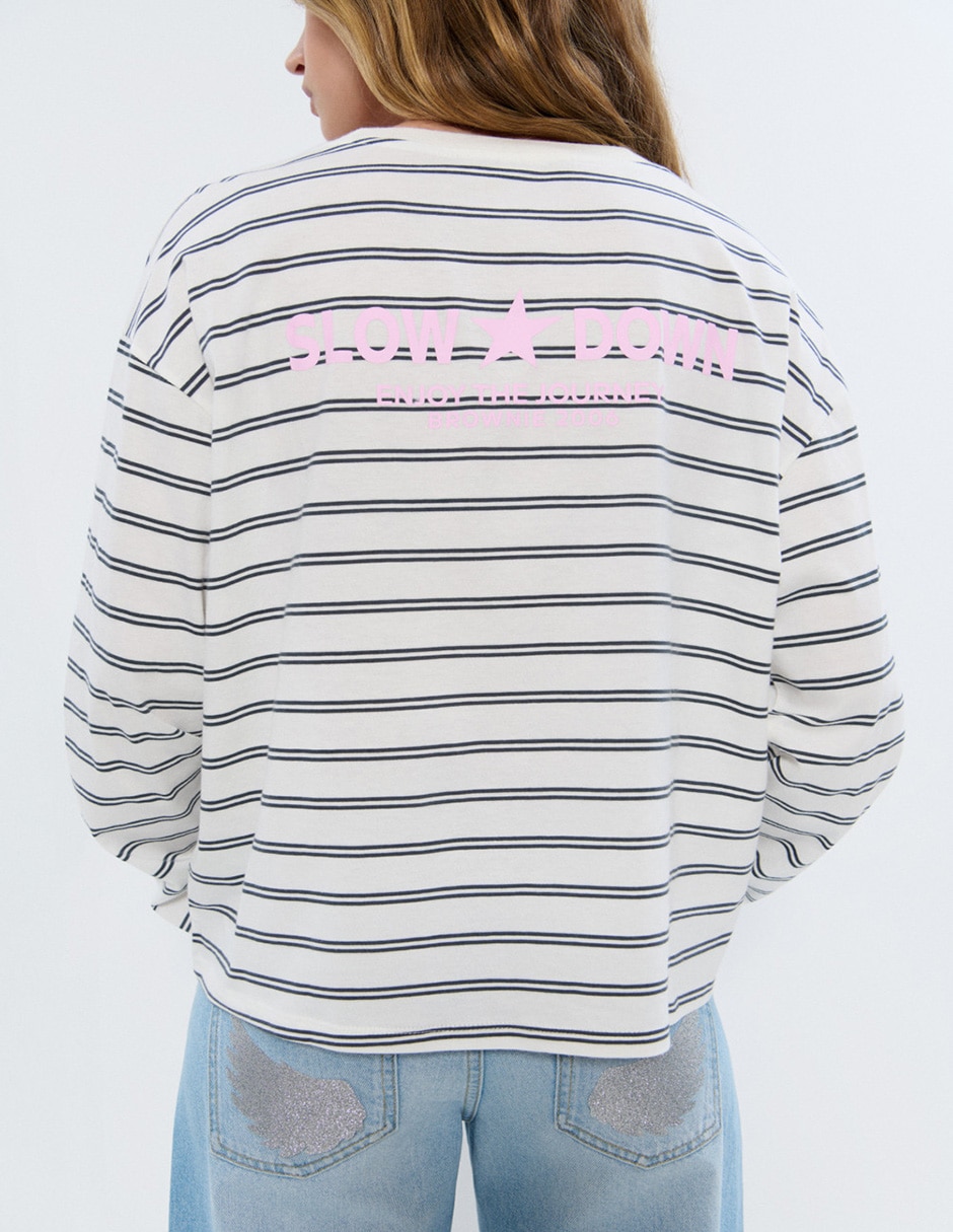 Playera manga larga cuello redondo para mujer 4