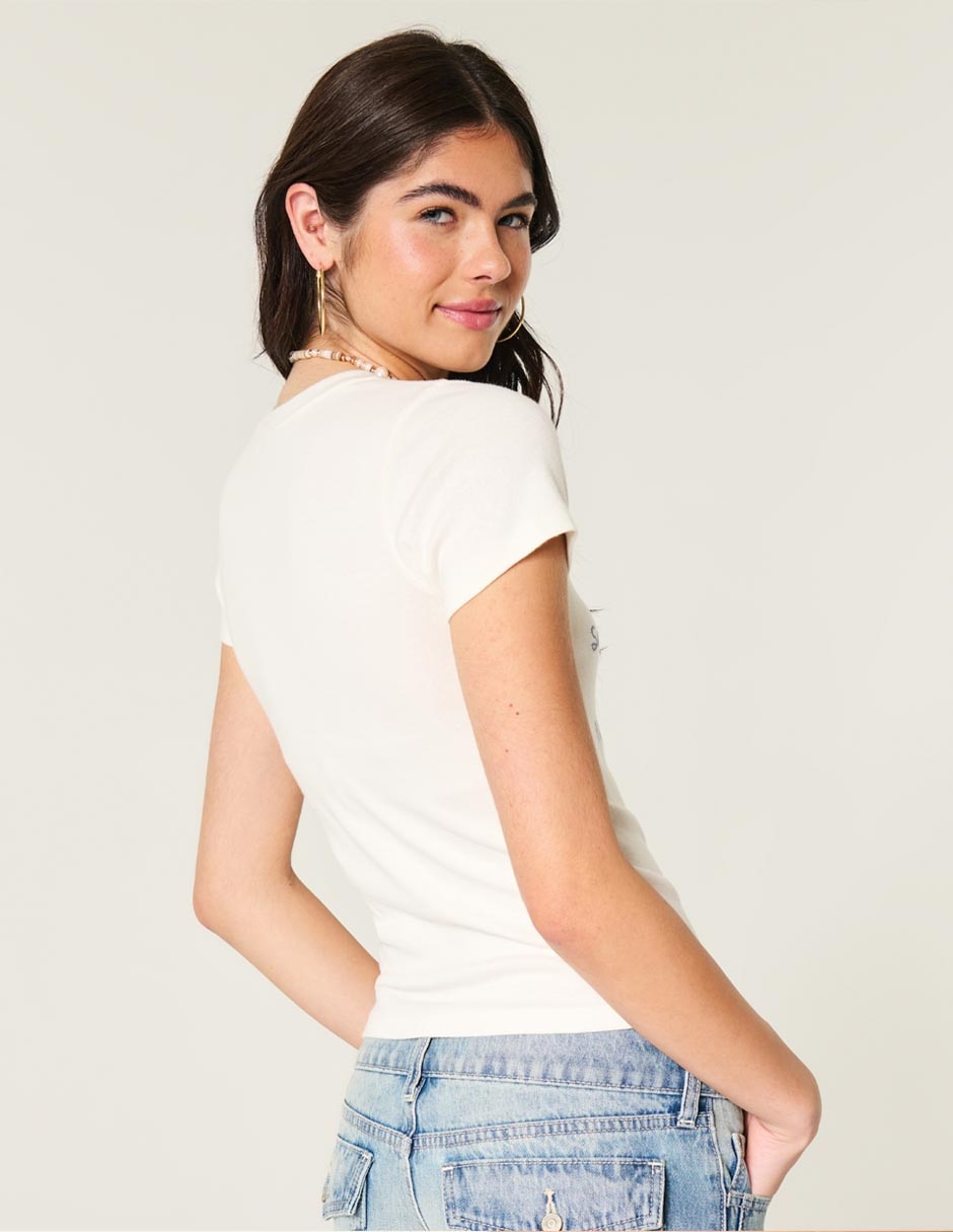 Playera manga corta cuello redondo para mujer 3