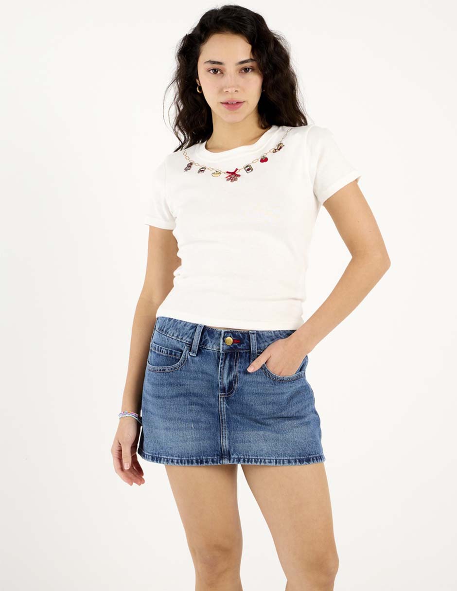 Playera manga corta cuello redondo para mujer