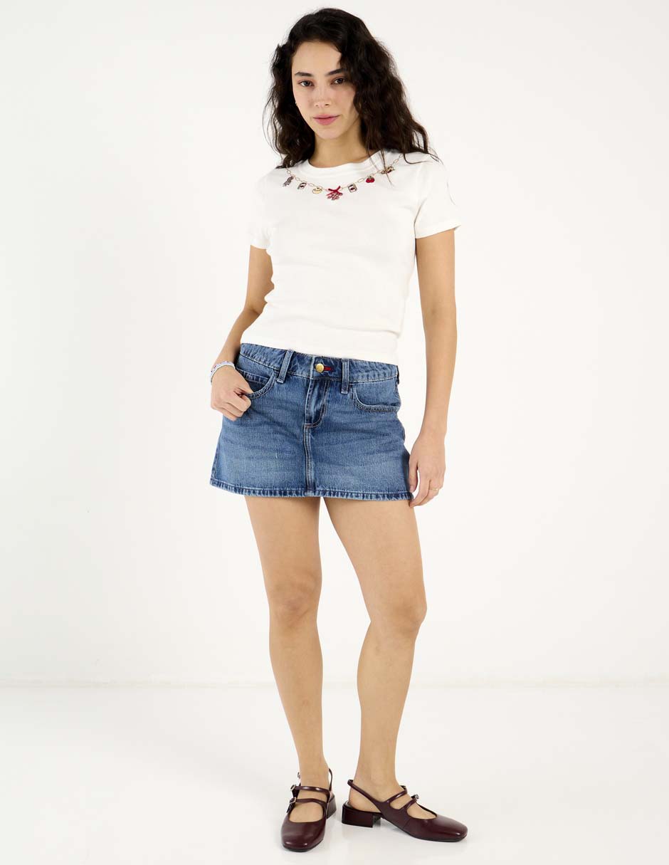 Playera manga corta cuello redondo para mujer 3