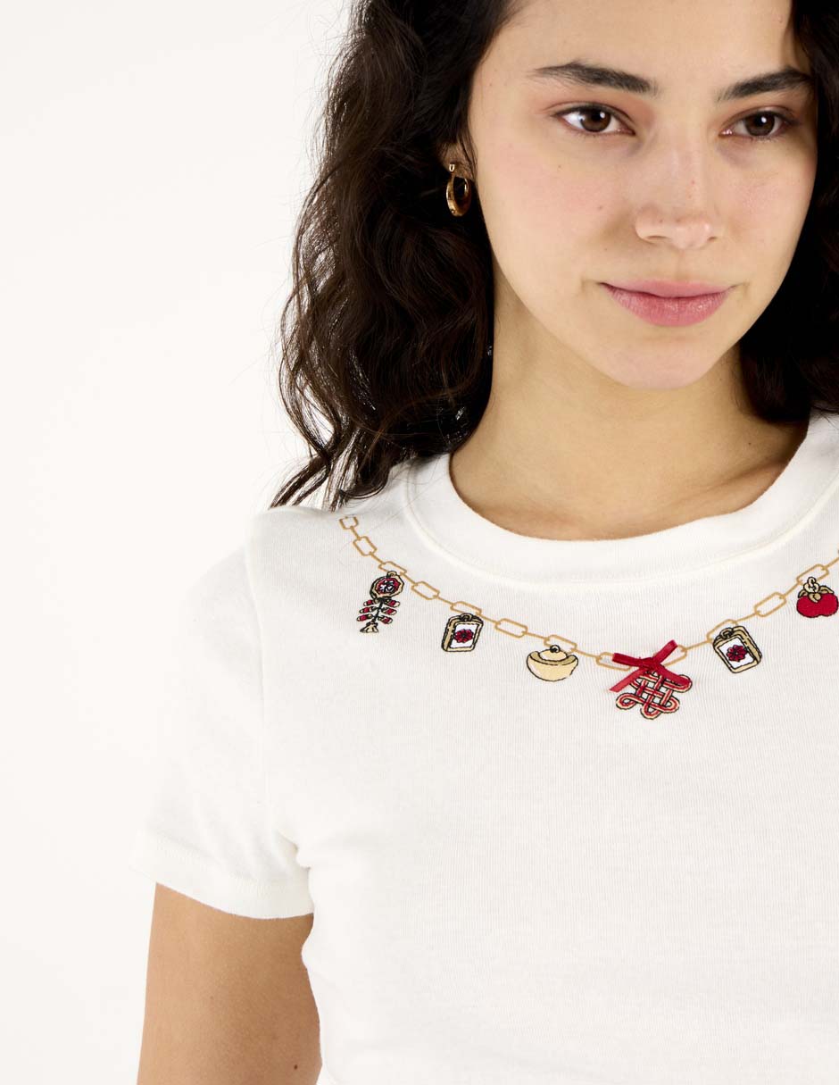 Playera manga corta cuello redondo para mujer 4