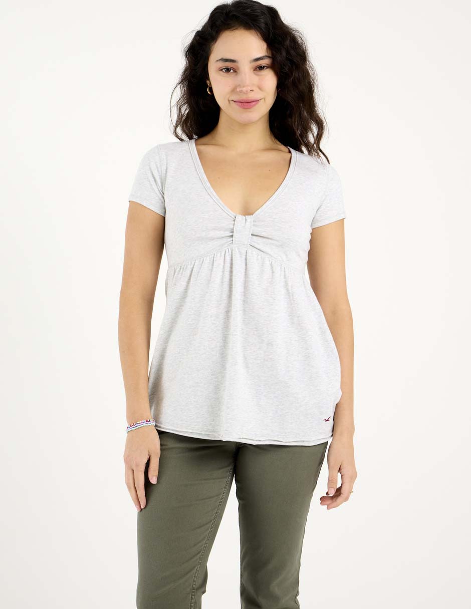 Playera manga corta cuello V para mujer 2