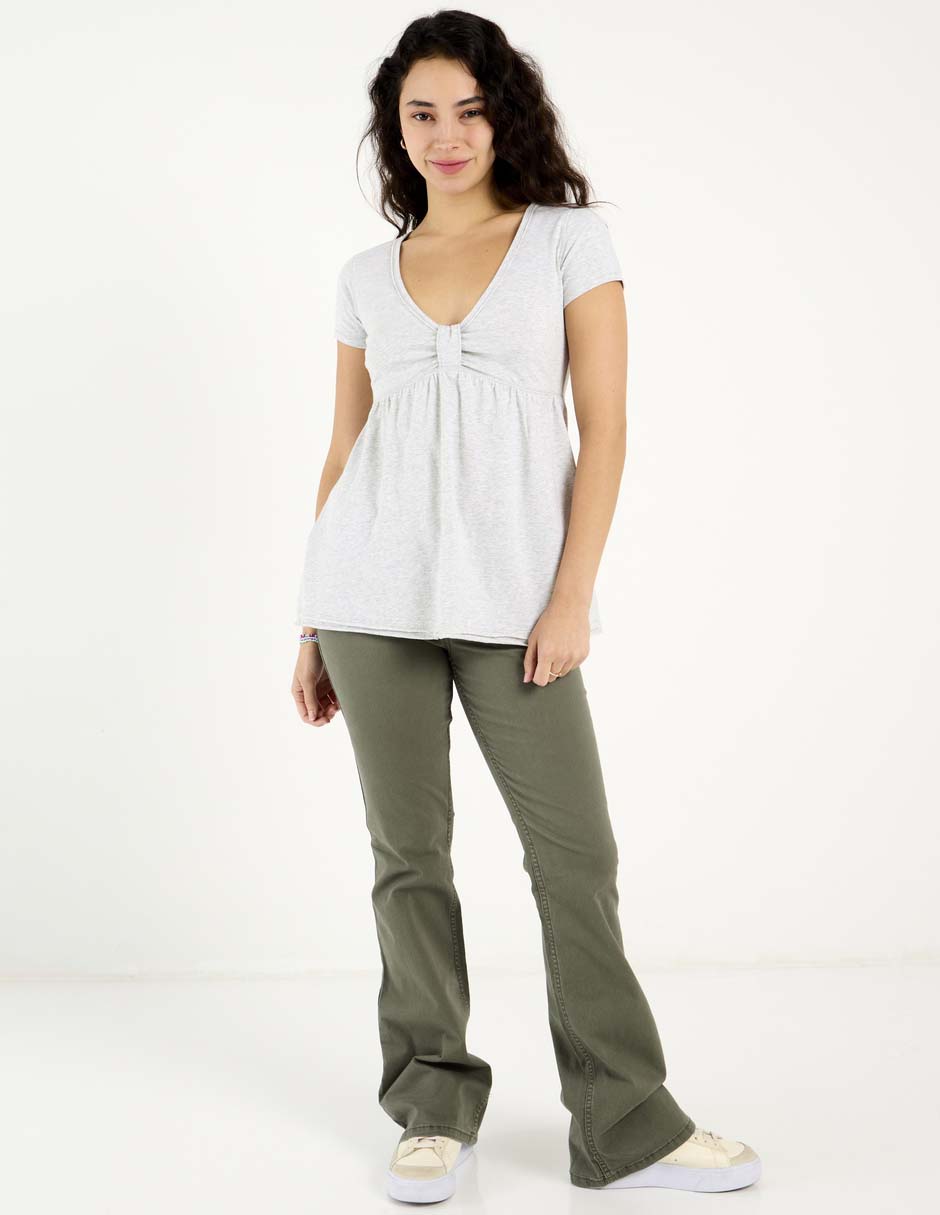 Playera manga corta cuello V para mujer 4