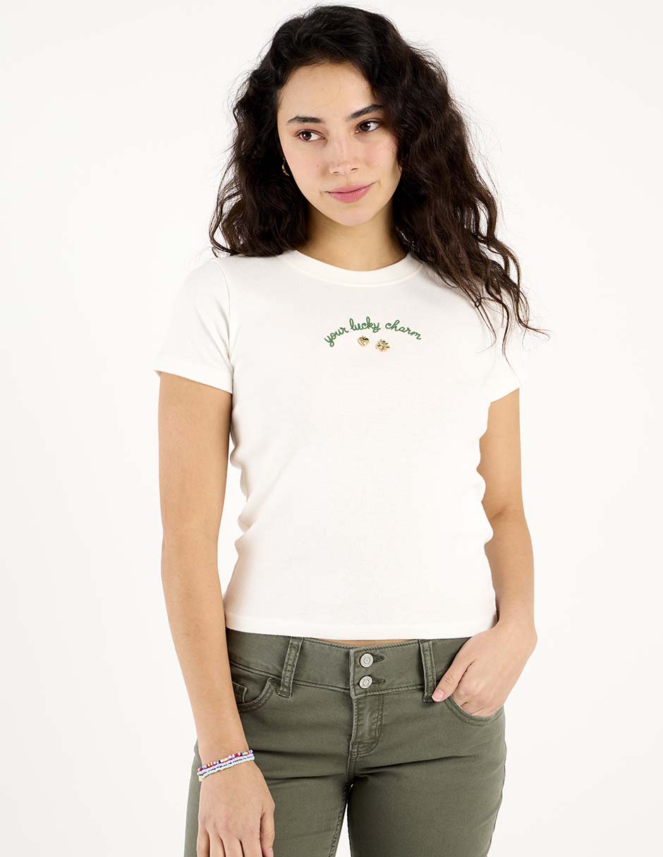 Playera manga corta cuello redondo para mujer Playera manga corta cuello redondo para mujer