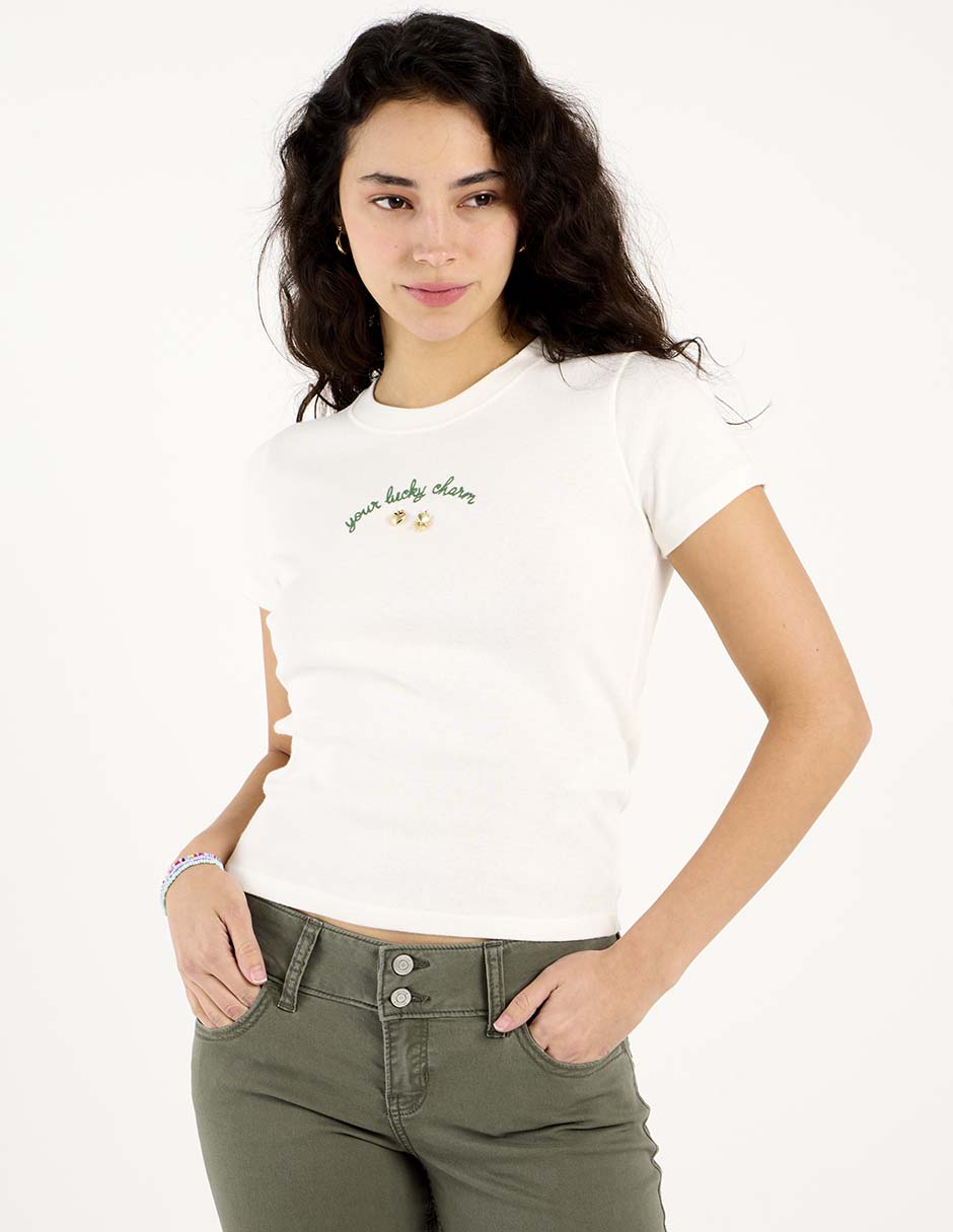 Playera manga corta cuello redondo para mujer 2