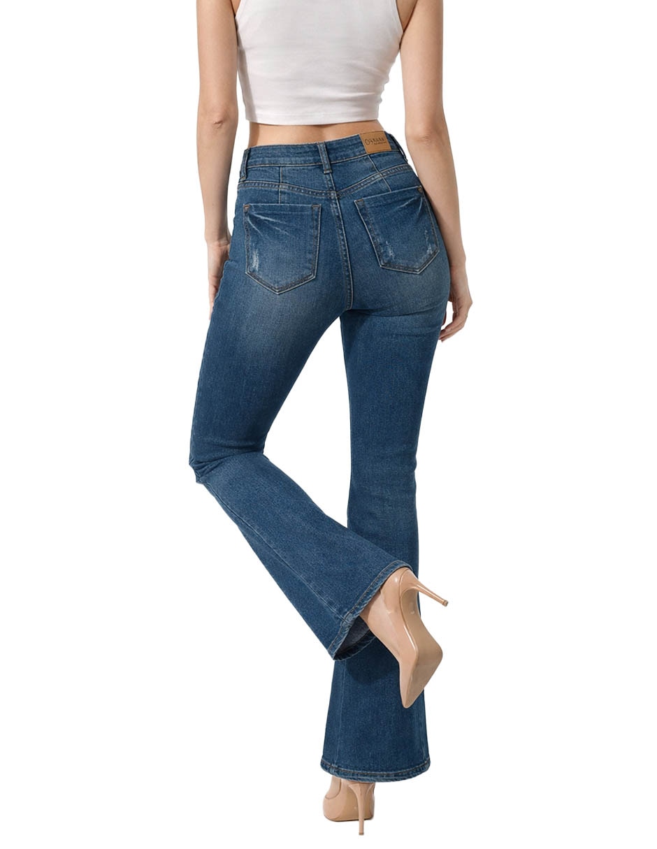 Jeans relaxed acampanado cintura alta para mujer 3