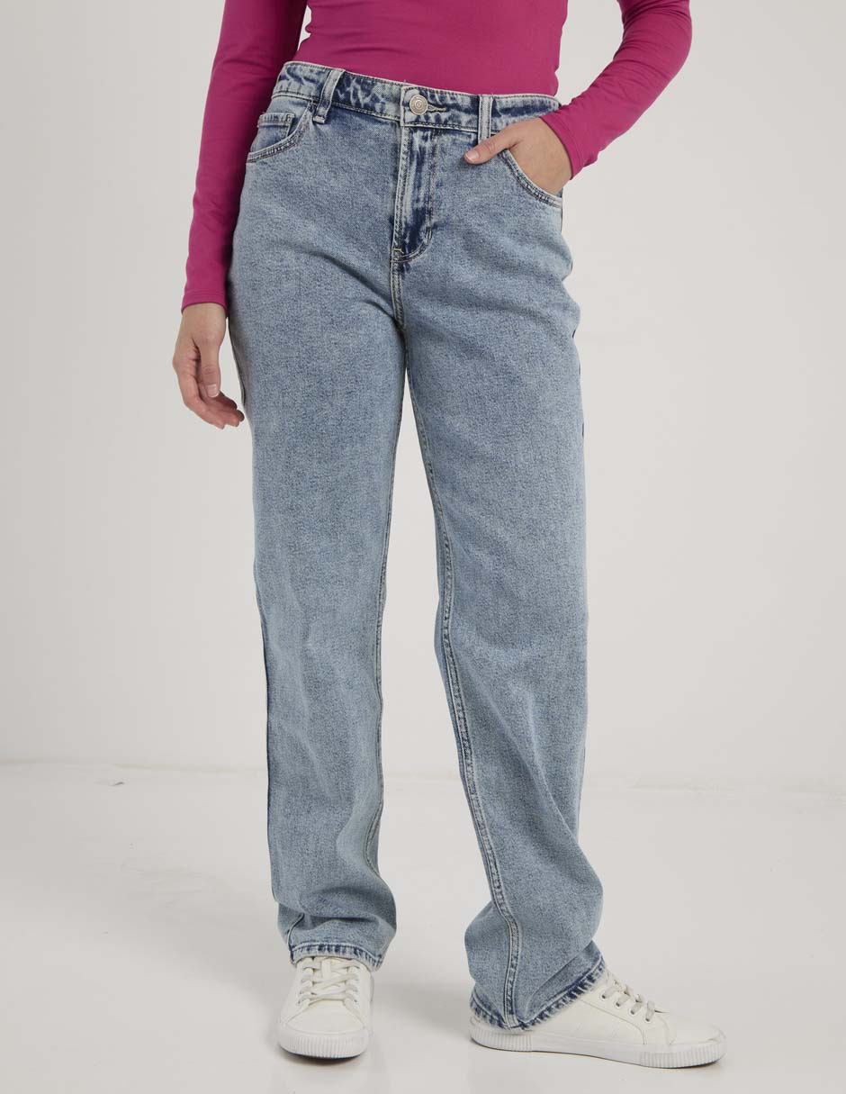 Jeans straight cintura media para mujer