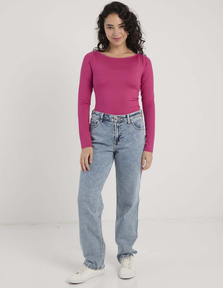 Jeans straight cintura media para mujer 2