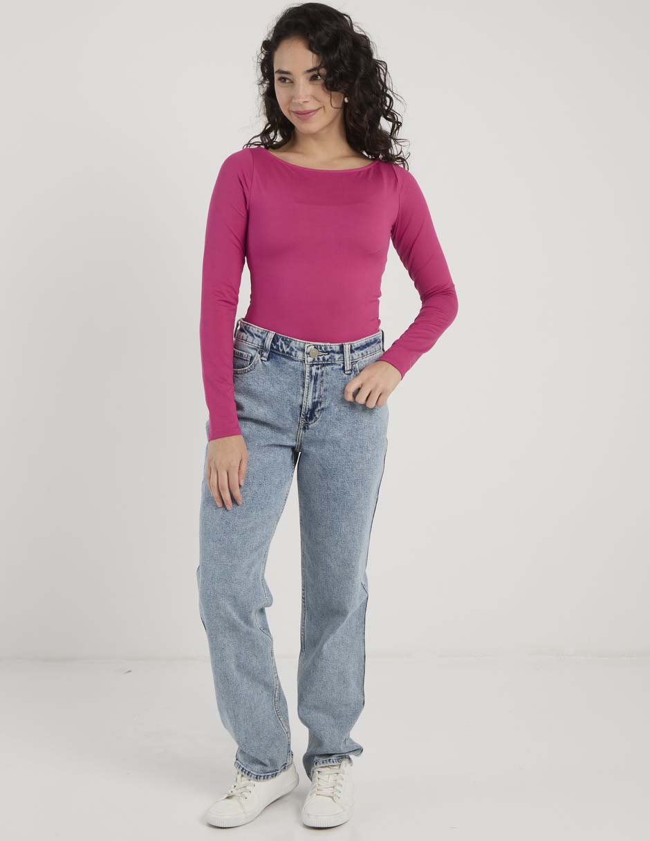 Jeans straight cintura media para mujer 3