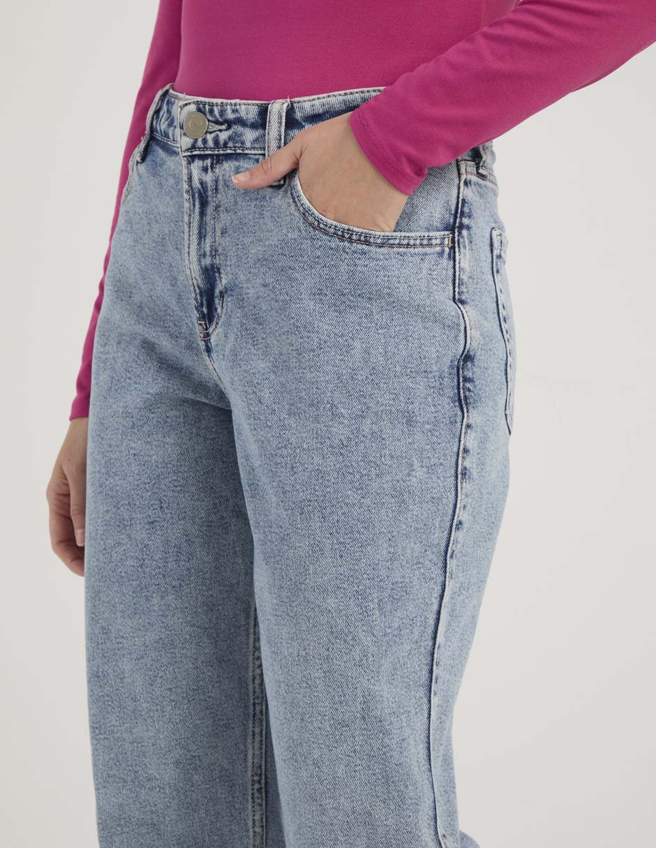 Jeans straight cintura media para mujer 4
