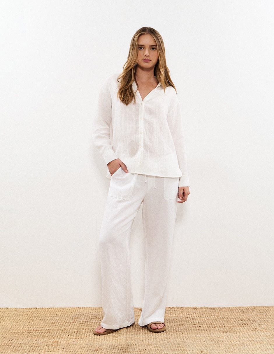 Blusa camisera manga larga para mujer