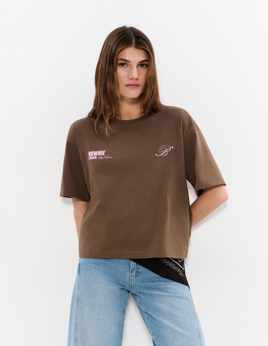 Playera manga corta cuello redondo para mujer