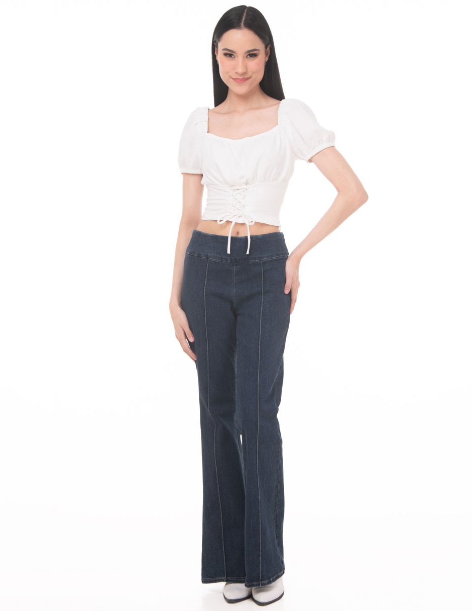 Jeans acampanado a la cintura para mujer 6