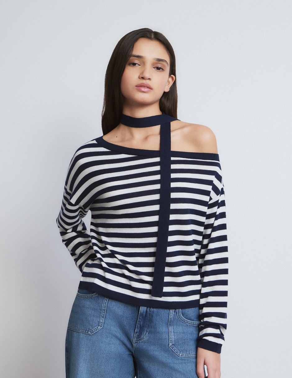Suéter cuello con amarre para mujer
