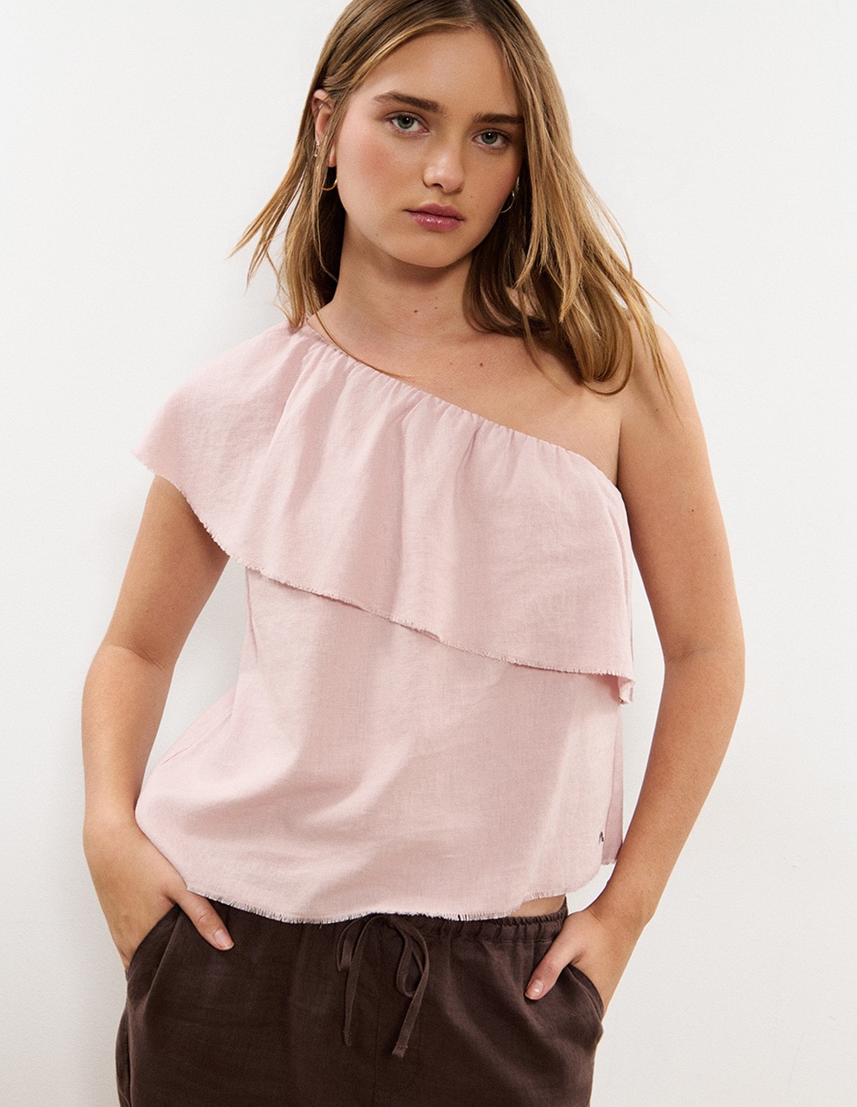 Top cuello asimétrico tirante ancho