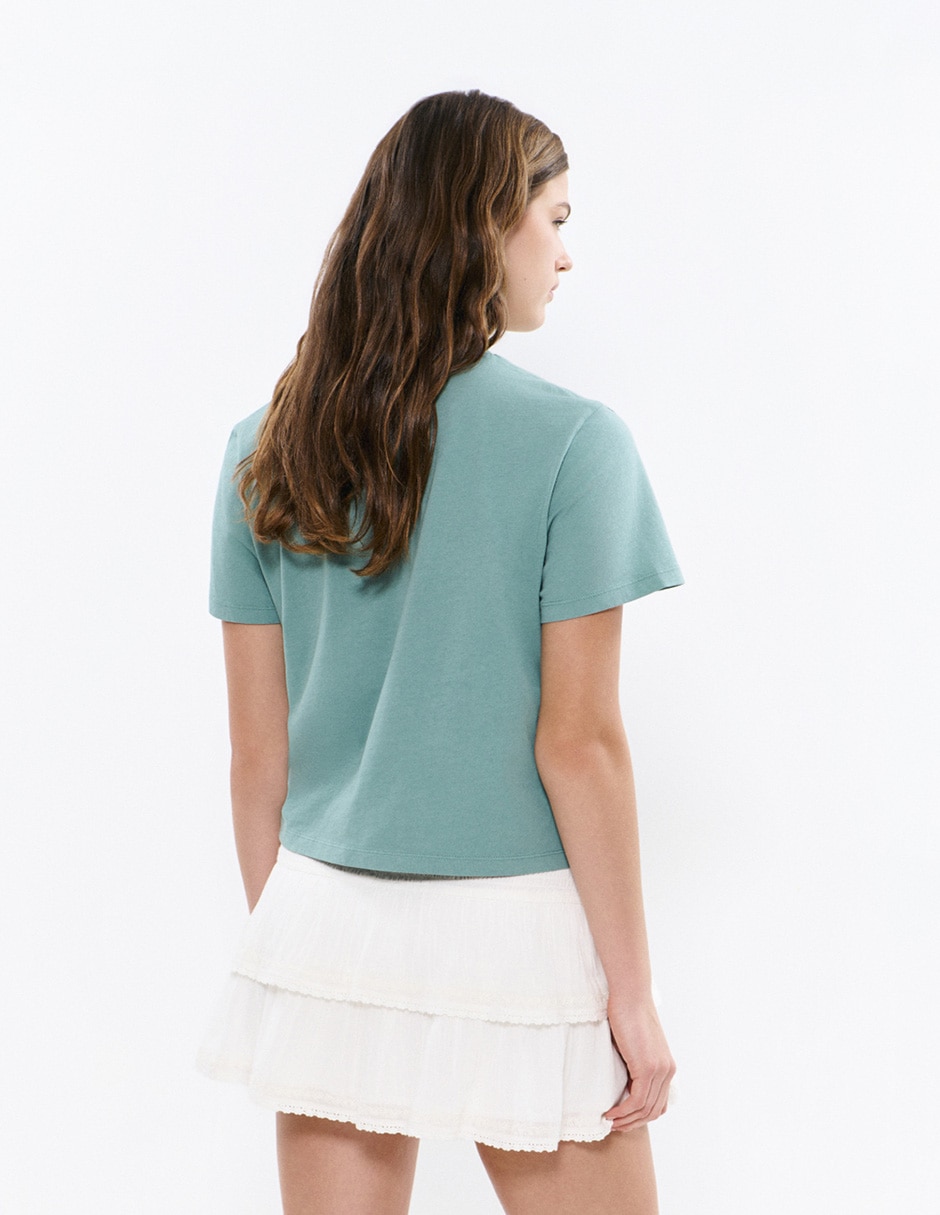 Playera manga corta cuello redondo para mujer 4