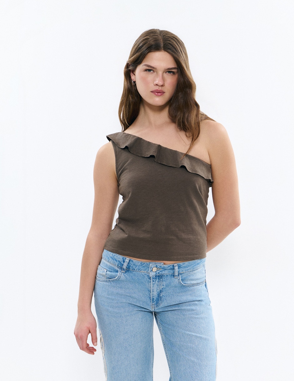 Top cuello asimétrico tirante ancho