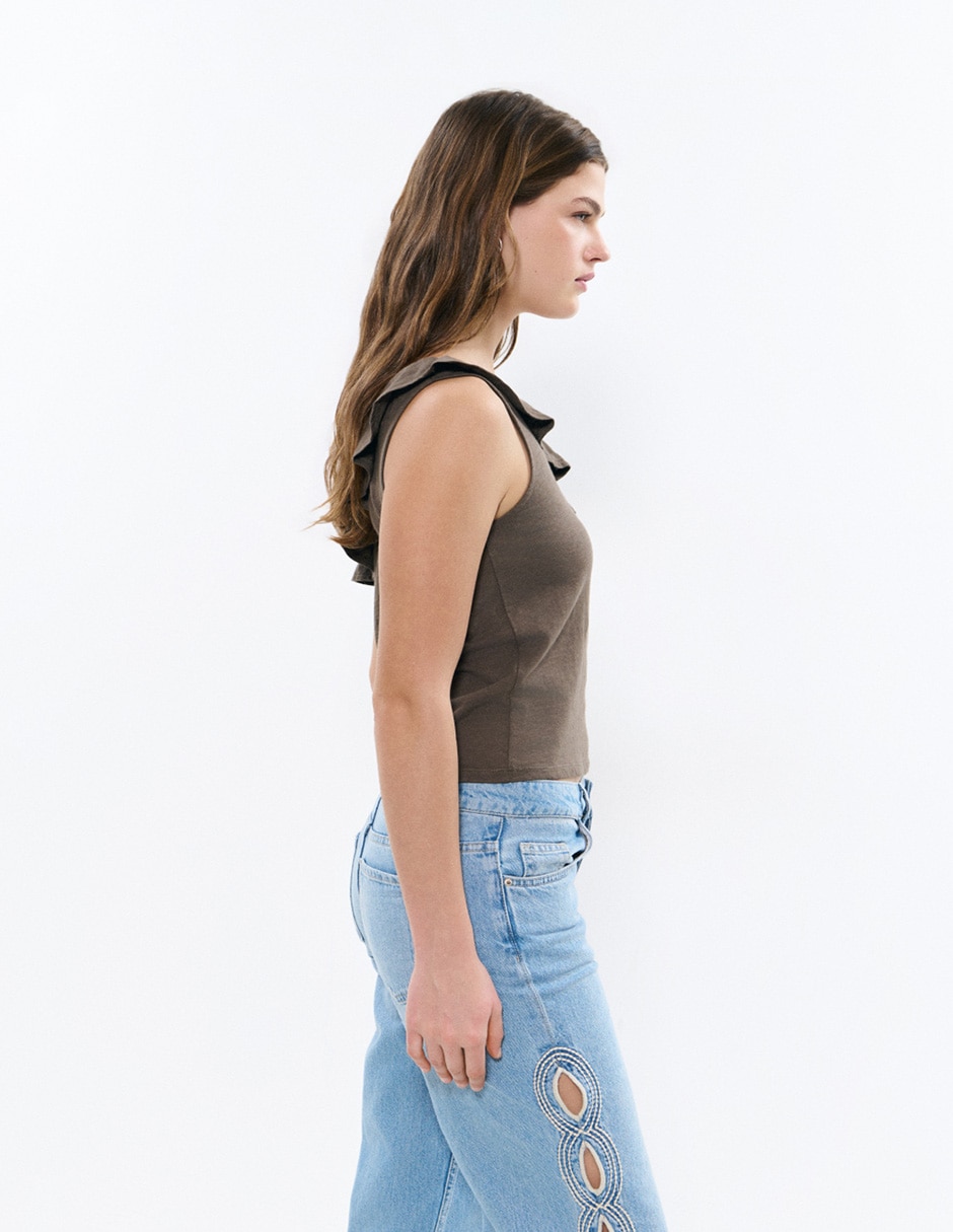 Top cuello asimétrico tirante ancho 3
